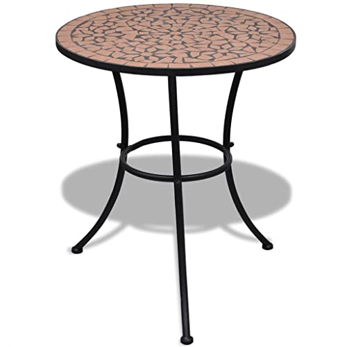 CINDERFUL Bistrotisch Terracotta-Rot 60 cm Mosaik Gartenmöbel von CINDERFUL