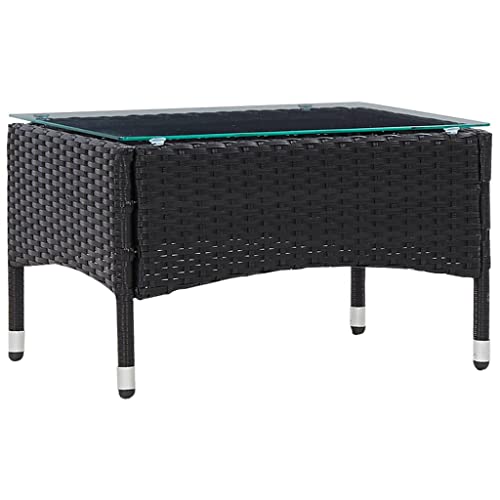 CINDERFUL Couchtisch Schwarz 60 x 40 x 36 cm Poly Rattan Gartenmöbel von CINDERFUL