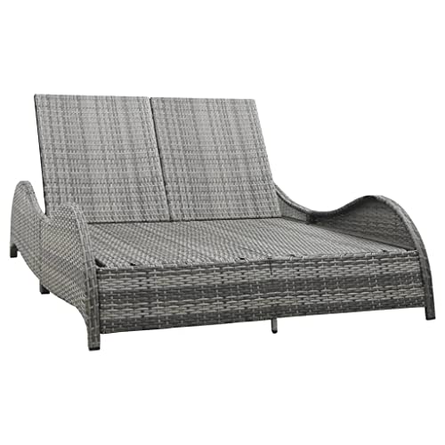 CINDERFUL Doppel-Sonnenliege mit Auflage Poly Rattan Anthrazit Gartenmöbel CINDERFUL Doppel-Sonnenliege mit Auflage Poly Rattan Anthrazit Gartenmöbel von CINDERFUL