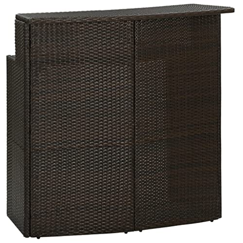CINDERFUL Garten-Bartisch Braun 120x55x110 cm Poly Rattan Gartenmöbel von CINDERFUL