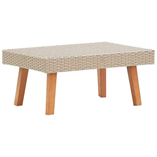 CINDERFUL Garten-Couchtisch Poly Rattan Beige Gartenmöbel von CINDERFUL