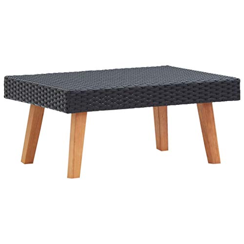 CINDERFUL Garten-Couchtisch Poly Rattan Schwarz Gartenmöbel von CINDERFUL