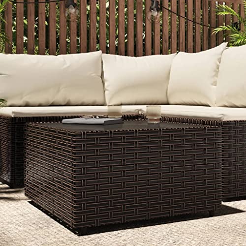 CINDERFUL Garten-Couchtisch Quadratisch Braun 50x50x30 cm Poly Rattan Gartenmöbel von CINDERFUL