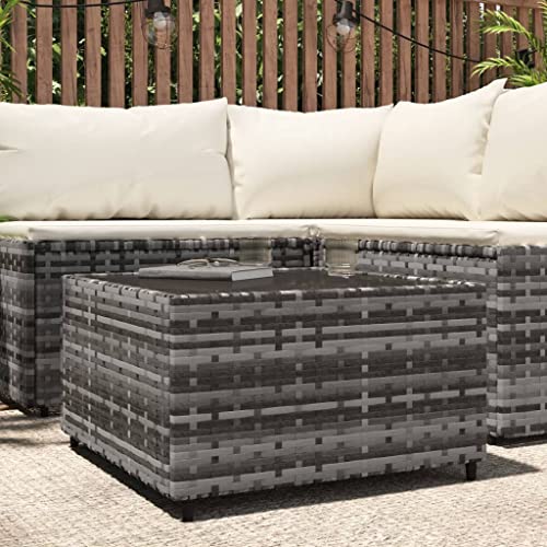 CINDERFUL Garten-Couchtisch Quadratisch Grau 50x50x30 cm Poly Rattan Gartenmöbel von CINDERFUL