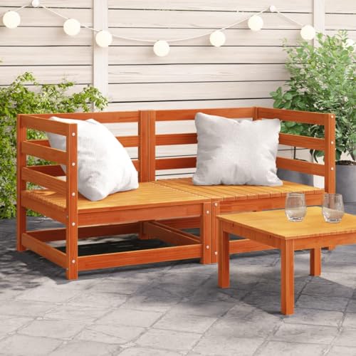 CINDERFUL Garten-Ecksofas 2 STK. Wachsbraun 70x70x67 cm Massivholz Kiefer,GartenmöbelLoungeSet aus massivem Kiefernholz für Terrasse und Garten Gartensitzmöbel von CINDERFUL