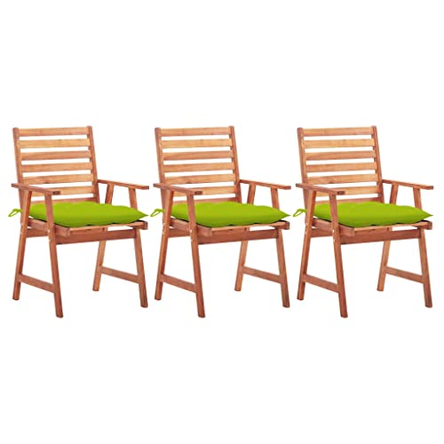 CINDERFUL Garten-Essstühle 3 STK. mit Kissen Massivholz Akazie Gartenmöbel Gartenstühle von CINDERFUL