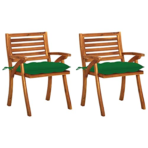 CINDERFUL Garten-Essstühle mit Kissen 2 STK. Massivholz Akazie Gartenmöbel Gartenstühle von CINDERFUL