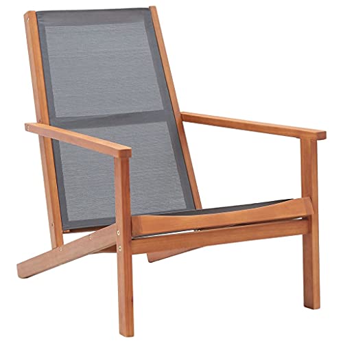 CINDERFUL Garten-Loungestuhl Grau Eukalyptus Massivholz und Textilene Gartenmöbel Gartenstühle von CINDERFUL
