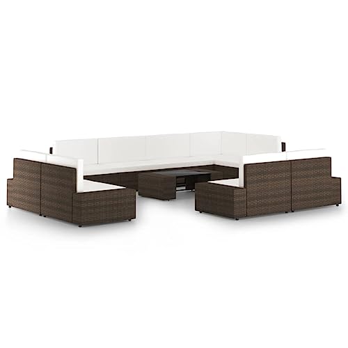 CINDERFUL Gartenmöbel Set 10-TLG. Garten-Lounge-Set mit Kissen Braun Poly Rattan von CINDERFUL