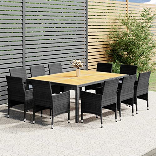 CINDERFUL Gartenmöbel Set 11-TLG. Garten-Essgruppe Poly Rattan Grau von CINDERFUL