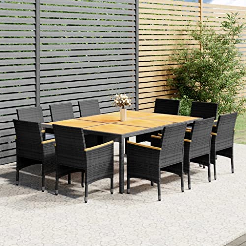 CINDERFUL Gartenmöbel Set 11-TLG. Garten-Essgruppe Poly Rattan Grau von CINDERFUL