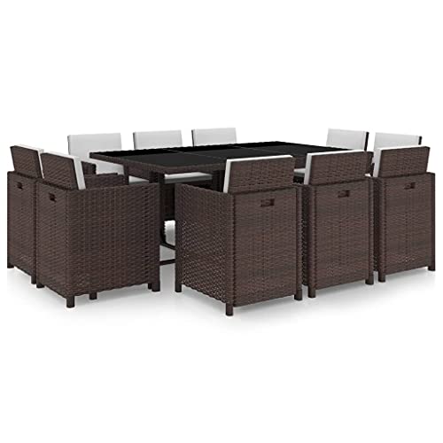 CINDERFUL Gartenmöbel Set 11-TLG. Garten-Essgruppe mit Auflagen Poly Rattan Braun CINDERFUL Gartenmöbel Set 11-TLG. Garten-Essgruppe mit Auflagen Poly Rattan Braun von CINDERFUL