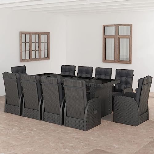 CINDERFUL Gartenmöbel Set 11-TLG. Garten-Essgruppe mit Kissen Poly Rattan Schwarz CINDERFUL Gartenmöbel Set 11-TLG. Garten-Essgruppe mit Kissen Poly Rattan Schwarz von CINDERFUL