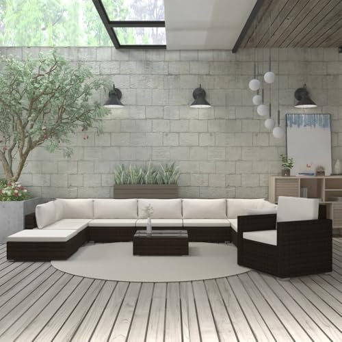CINDERFUL Gartenmöbel Set 11-TLG. Garten-Lounge-Set mit Auflagen Poly Rattan Braun CINDERFUL Gartenmöbel Set 11-TLG. Garten-Lounge-Set mit Auflagen Poly Rattan Braun von CINDERFUL