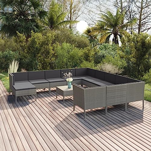 CINDERFUL Gartenmöbel Set 13-TLG. Garten-Lounge-Set mit Auflagen Poly Rattan Grau CINDERFUL Gartenmöbel Set 13-TLG. Garten-Lounge-Set mit Auflagen Poly Rattan Grau von CINDERFUL