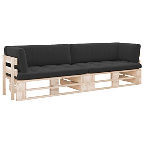 CINDERFUL Gartenmöbel Set 2-Sitzer-Palettensofa mit Kissen Imprägniertes Kiefernholz von CINDERFUL