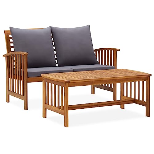 CINDERFUL Gartenmöbel Set 2-TLG. Garten-Lounge-Set mit Kissen Massivholz Akazie von CINDERFUL