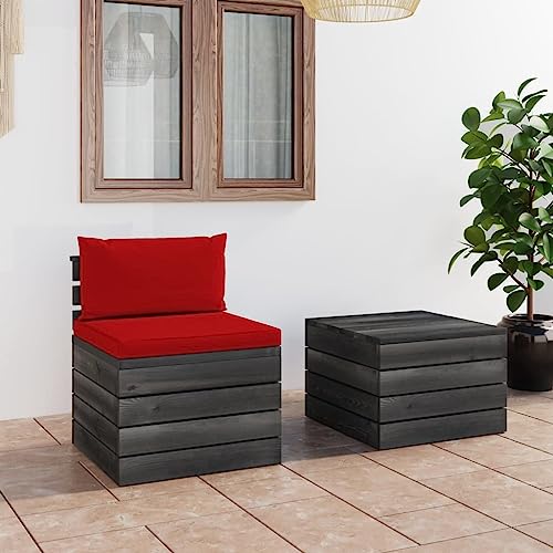 CINDERFUL Gartenmöbel Set 2-TLG. Garten-Sofagarnitur aus Paletten mit Kissen Kiefernholz von CINDERFUL