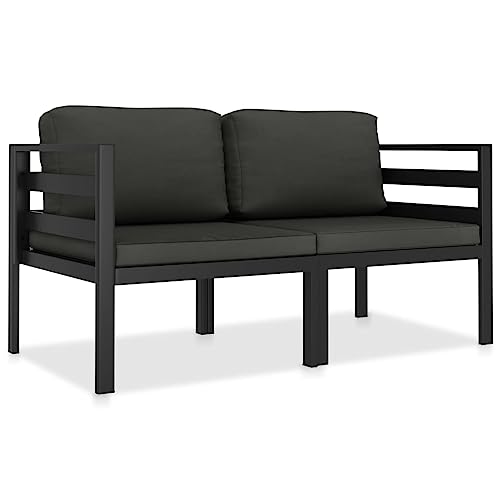 CINDERFUL Gartenmöbel Set 2-TLG. Garten-Sofagarnitur mit Auflagen Aluminium Anthrazit von CINDERFUL