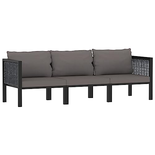 CINDERFUL Gartenmöbel Set 3-Sitzer-Sofa mit Auflage Anthrazit Poly Rattan CINDERFUL Gartenmöbel Set 3-Sitzer-Sofa mit Auflage Anthrazit Poly Rattan von CINDERFUL
