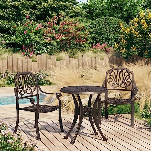 CINDERFUL Gartenmöbel Set 3-TLG. Bistro-Set Aluminiumguss Bronzen von CINDERFUL