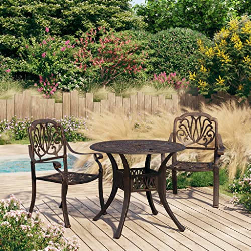 CINDERFUL Gartenmöbel Set 3-TLG. Bistro-Set Aluminiumguss Bronzen von CINDERFUL