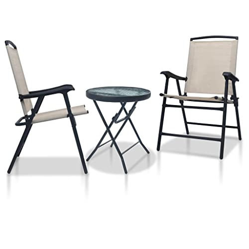 Gartenmöbel Set 3-TLG. Bistro-Set Cremeweiß Stahl von CINDERFUL