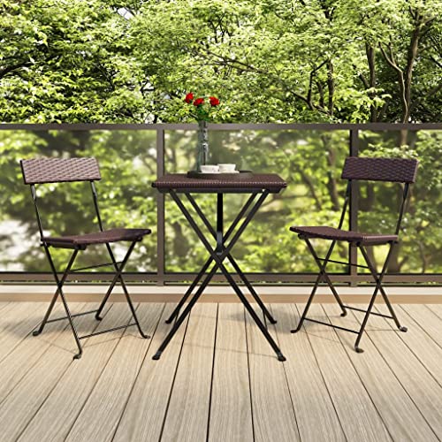 CINDERFUL Gartenmöbel Set 3-TLG. Bistro-Set Klappbar Braun Poly Rattan CINDERFUL Gartenmöbel Set 3-TLG. Bistro-Set Klappbar Braun Poly Rattan von CINDERFUL