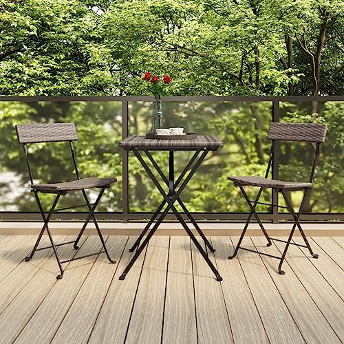 CINDERFUL Gartenmöbel Set 3-TLG. Bistro-Set Klappbar Grau Poly Rattan CINDERFUL Gartenmöbel Set 3-TLG. Bistro-Set Klappbar Grau Poly Rattan von CINDERFUL