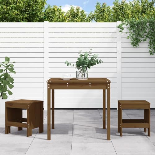 CINDERFUL Gartenmöbel Set 3-TLG. Garten-Bistro-Set Honigbraun Massivholz Kiefer von CINDERFUL