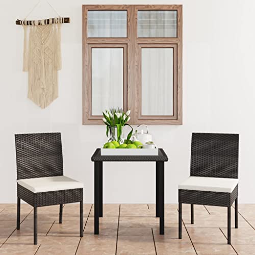 CINDERFUL Gartenmöbel Set 3-TLG. Garten-Essgruppe Poly Rattan Schwarz von CINDERFUL