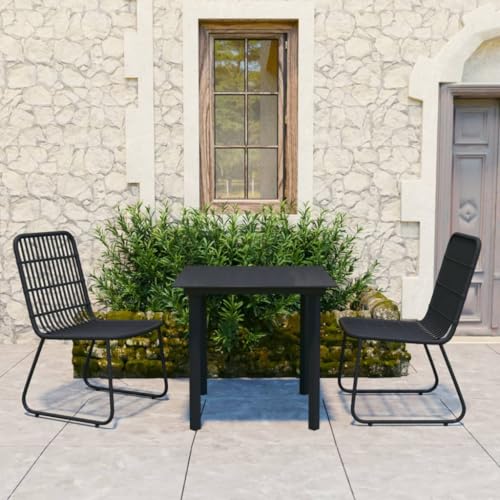 CINDERFUL Gartenmöbel Set 3-TLG. Garten-Essgruppe Poly Rattan und Glas von CINDERFUL