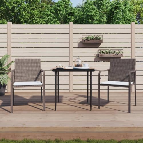 CINDERFUL Gartenmöbel Set 3-TLG. Garten-Essgruppe mit Kissen Poly Rattan und Stahl von CINDERFUL