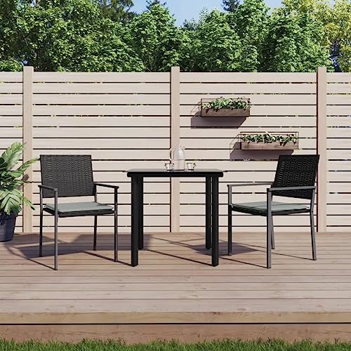 CINDERFUL Gartenmöbel Set 3-TLG. Garten-Essgruppe mit Kissen Poly Rattan und Stahl von CINDERFUL