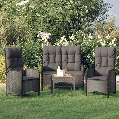 CINDERFUL Gartenmöbel Set 3-TLG. Garten-Essgruppe mit Kissen Schwarz Poly Rattan CINDERFUL Gartenmöbel Set 3-TLG. Garten-Essgruppe mit Kissen Schwarz Poly Rattan von CINDERFUL