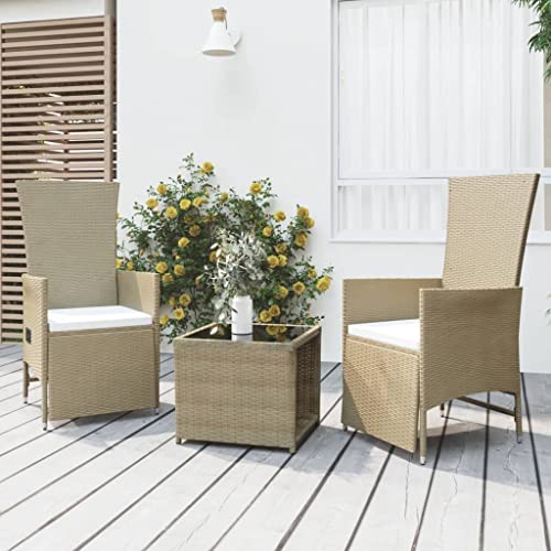 CINDERFUL Gartenmöbel Set 3-TLG. Garten-Lounge-Set Beige Poly Rattan & Stahl CINDERFUL Gartenmöbel Set 3-TLG. Garten-Lounge-Set Beige Poly Rattan & Stahl von CINDERFUL