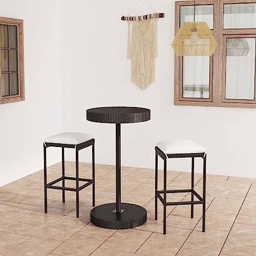 CINDERFUL Gartenmöbel Set 3-TLG. Gartenbar-Set mit Kissen Poly Rattan Schwarz CINDERFUL Gartenmöbel Set 3-TLG. Gartenbar-Set mit Kissen Poly Rattan Schwarz von CINDERFUL