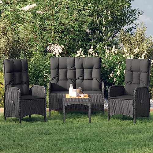 CINDERFUL Gartenmöbel Set 4-TLG. Garten-Essgruppe mit Kissen Schwarz Poly Rattan CINDERFUL Gartenmöbel Set 4-TLG. Garten-Essgruppe mit Kissen Schwarz Poly Rattan von CINDERFUL
