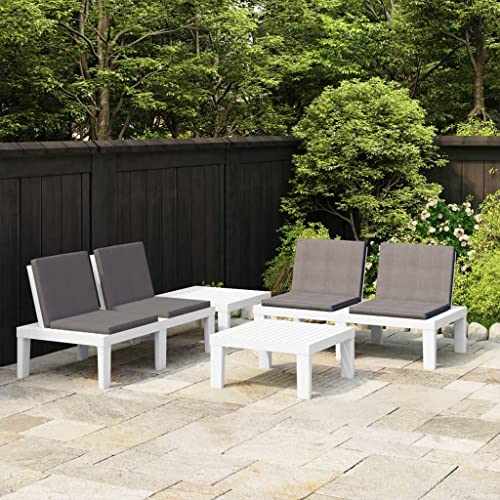 CINDERFUL Gartenmöbel Set 4-TLG. Garten-Lounge-Set mit Auflagen Kunststoff Weiß CINDERFUL Gartenmöbel Set 4-TLG. Garten-Lounge-Set mit Auflagen Kunststoff Weiß von CINDERFUL