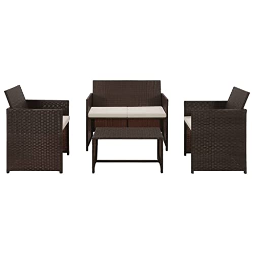CINDERFUL Gartenmöbel Set 4-TLG. Garten-Lounge-Set mit Auflagen Poly Rattan Braun CINDERFUL Gartenmöbel Set 4-TLG. Garten-Lounge-Set mit Auflagen Poly Rattan Braun von CINDERFUL