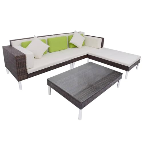 CINDERFUL Gartenmöbel Set 4-TLG. Garten-Lounge-Set mit Auflagen Poly Rattan Braun CINDERFUL Gartenmöbel Set 4-TLG. Garten-Lounge-Set mit Auflagen Poly Rattan Braun von CINDERFUL