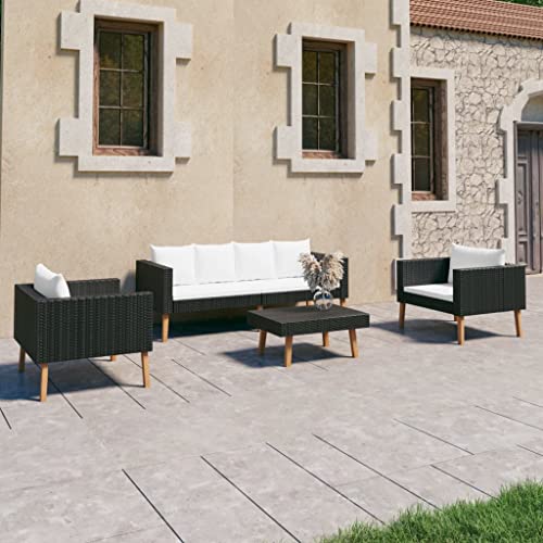 CINDERFUL Gartenmöbel Set 4-TLG. Garten-Lounge-Set mit Auflagen Poly Rattan Schwarz CINDERFUL Gartenmöbel Set 4-TLG. Garten-Lounge-Set mit Auflagen Poly Rattan Schwarz von CINDERFUL
