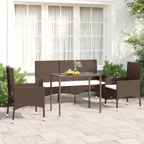 CINDERFUL Gartenmöbel Set 4-TLG. Garten-Lounge-Set mit Kissen Braun Poly Rattan CINDERFUL Gartenmöbel Set 4-TLG. Garten-Lounge-Set mit Kissen Braun Poly Rattan von CINDERFUL