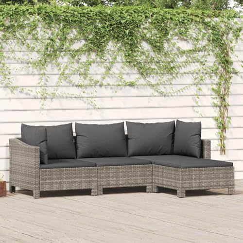 CINDERFUL Gartenmöbel Set 4-TLG. Garten-Lounge-Set mit Kissen Grau Poly Rattan CINDERFUL Gartenmöbel Set 4-TLG. Garten-Lounge-Set mit Kissen Grau Poly Rattan von CINDERFUL