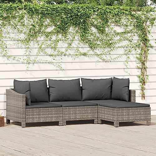 CINDERFUL Gartenmöbel Set 4-TLG. Garten-Lounge-Set mit Kissen Grau Poly Rattan CINDERFUL Gartenmöbel Set 4-TLG. Garten-Lounge-Set mit Kissen Grau Poly Rattan von CINDERFUL