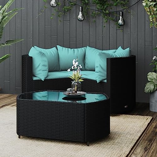 CINDERFUL Gartenmöbel Set 4-TLG. Garten-Lounge-Set mit Kissen Schwarz Poly Rattan CINDERFUL Gartenmöbel Set 4-TLG. Garten-Lounge-Set mit Kissen Schwarz Poly Rattan von CINDERFUL