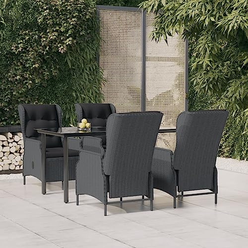 CINDERFUL Gartenmöbel Set 5-TLG. Garten-Essgruppe Dunkelgrau Poly Rattan von CINDERFUL