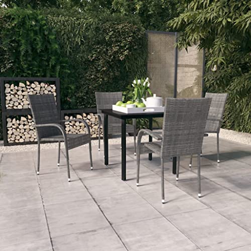 CINDERFUL Gartenmöbel Set 5-TLG. Garten-Essgruppe Grau und Schwarz von CINDERFUL