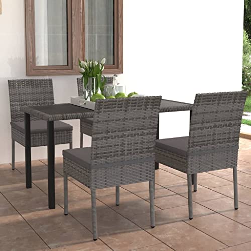 CINDERFUL Gartenmöbel Set 5-TLG. Garten-Essgruppe Poly Rattan Grau von CINDERFUL
