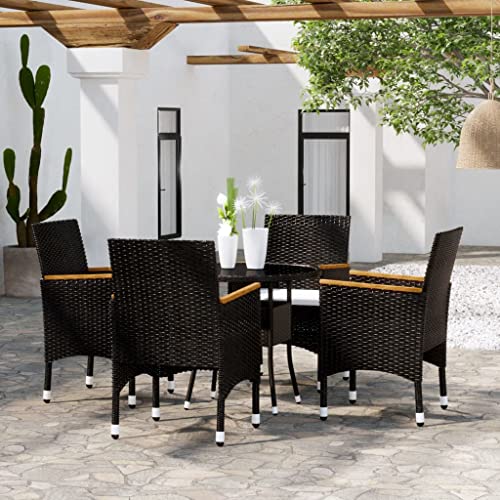 CINDERFUL Gartenmöbel Set 5-TLG. Garten-Essgruppe Poly Rattan Schwarz von CINDERFUL